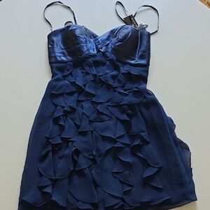 Faviana - Elegant Navy Ruffled Dress